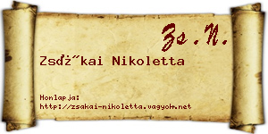 Zsákai Nikoletta névjegykártya